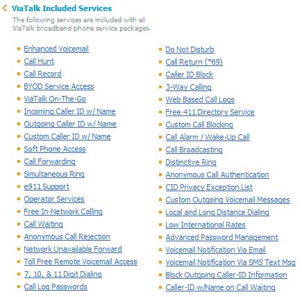 ViaTalk VoIP Calling Features